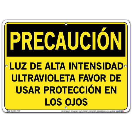 Vestil Aluminum Sign, 10-1/2" Height, 14-1/2" Width, Aluminum, Rectangle, Spanish SI-C-39-C-AL-080-S